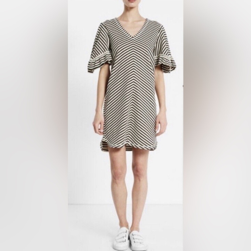 See by Chloe Striped Flutter Sleeve Jersey Dress XS